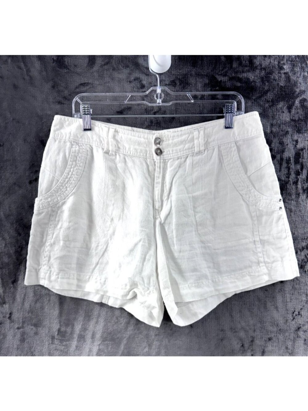 INC International Concepts Women's sz 10 White 100% Linen Shorts 5" Inseam
